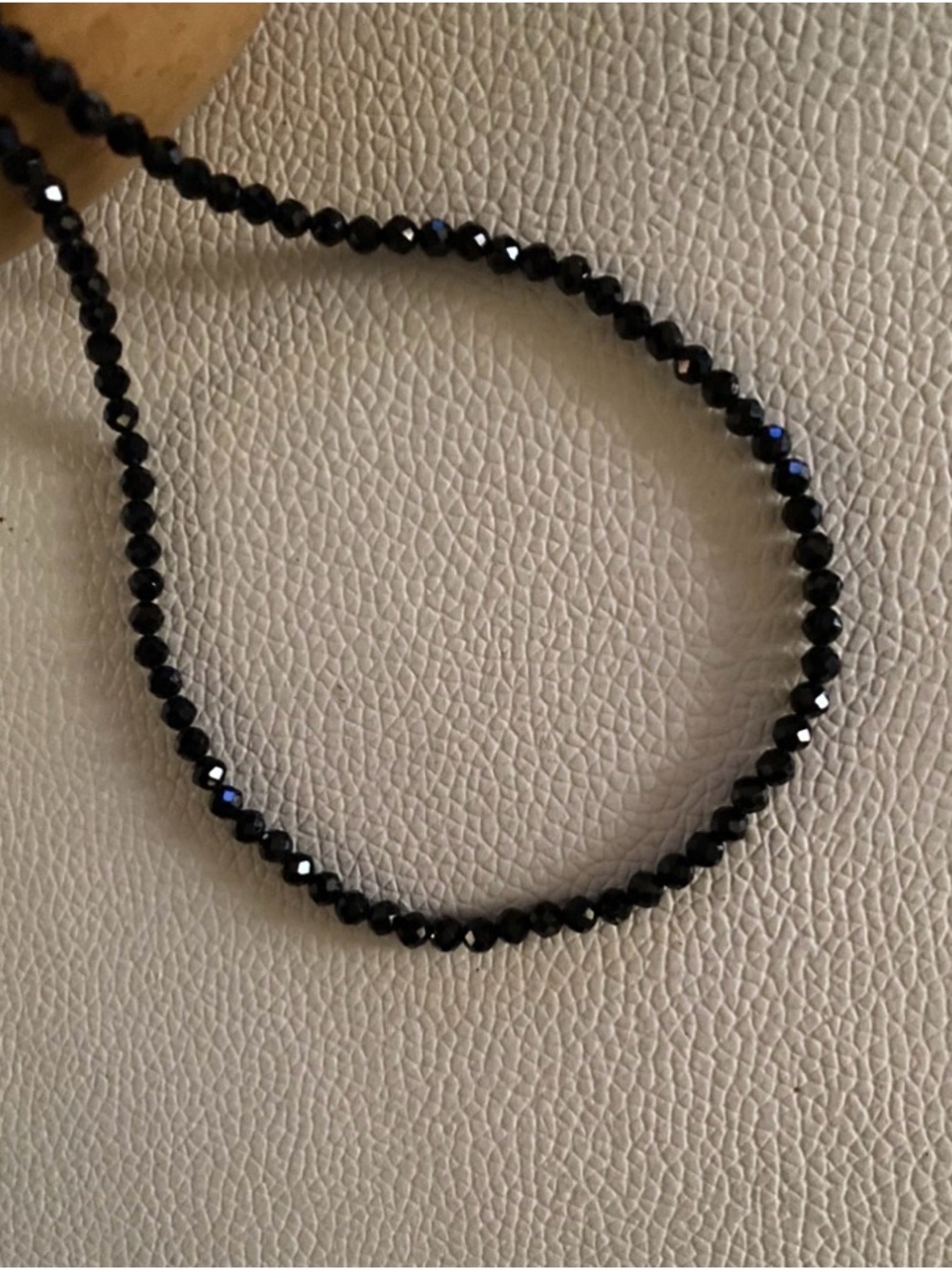 AAA+ Faceted Black Spinal 4mm Bead Gemstone Necklace 925 Sterling Silver